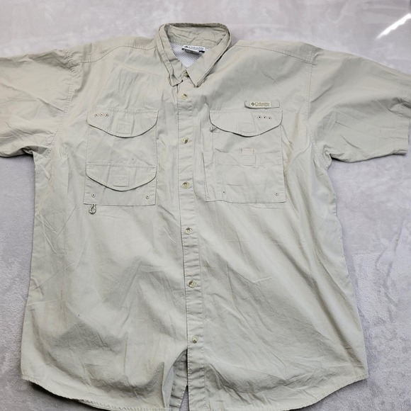 Columbia PFG Fishing Shirt Mens XL Vent Short Sleeve Outdoor Utility Performance - Picture 1 of 7